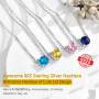 PROSILVER Collier Femme Pierre de Naissance Argent 925, Pendentif Fille Tête de Chat Mignon en Zircon Cubique