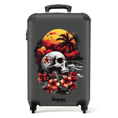 NoBoringSuitcases.com® Valise Cabine 55x35x25, Valise à roulettes, Bagages Rigide, Suitcase Légère, Trolley Cabine avec Crâne - 