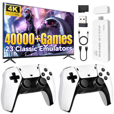 Console de jeu rétro 2025 améliorée, consoles de jeux vidéo HDMI 4K avec plus de 40000 jeux et 23 émulateurs, clé de jeu vidéo P