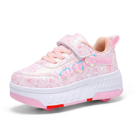 Hearda Chaussure a Roulette Fille Garcon, 2 en 1 Mode Chaussures a roulettes Retractable Enfants avec 4 Basket Roller, Extérieur