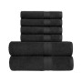 Amazon Basics Set de Bain 6 Pièces - 100% Coton Anti-décoloration - 2 Draps de Bain + 4 Serviettes de Toilette, Noir