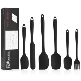 Spatule Silicone,Ustensiles de Cuisine,Spatule Cuisine,Résistant à la Chaleur Jusqu'à 230 ° C, Noir, Silicone, Résistant à la Ch