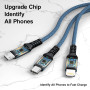 Câble Chargeur Multi Embout,3 en 1 Câble Universel [1.2M/Lot de 3] Câble multi chargeur de Chargement avec Lightning+ USB C+ Mic