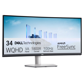 Dell S3423DWC Moniteur - 34 Pouces 3440 x 1440 pixels 100 Hz VA 4 ms AMD FreeSync USB-C, HDMI, Hub USB, Haut-parleurs Intégrés, 