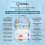 VIZION+ Trousse de Soin bébé – Kit Naissance Complet – 13 Accessoires dont Brosse et Peigne en Bois, Thermomètre, Mouche-Bébé, C