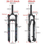 NANLIO Fourches de suspension de vélo 26/27,5/29" MTB Air Fork Réglage du rebond à distance Droite Fourche de montagne pour vélo