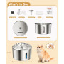 BalimoPet Fontaine a Eau Chat INOX, 2,2L Super Silencieuse Fontaine à Eau pour Chat avec Fil Système de Quadruple Filtration et 