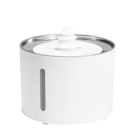 Amazon Basics Fontaine à eau pour chat en acier inoxydable à boire avec 3 filtres, 3 L, Blanc