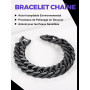 Richsteel Bracelet Homme Plaqué Or/Noir/Acier Inoxydable 19/21/23cm de Longueur - Chaîne Gourmaette Maille Grosse 8/12/17mm de L