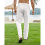 NANAMEEI Pantalon Coton Lin Homme Décontractés de Plage Léger Été Casual Yoga Pants avec Cordon Elastique Grande Taille