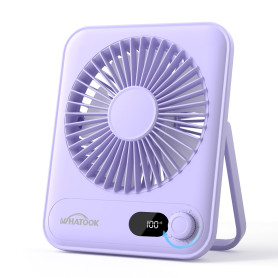 WHATOOK Ventilateur de table USB silencieux : régulateur en continu 1 à 100, batterie 5000 mAh, ventilateur rechargeable avec ch
