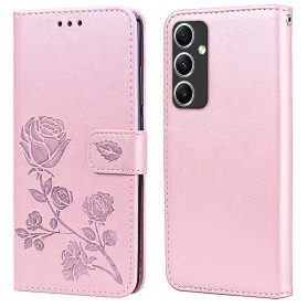 RankOne Étui Portefeuille en Cuir pour Samsung Galaxy A54 5G (6.4" inches), avec Porte-Cartes Rose Pattern Design Cover Coque Ho