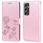 RankOne Étui Portefeuille en Cuir pour Samsung Galaxy A54 5G (6.4" inches), avec Porte-Cartes Rose Pattern Design Cover Coque Ho