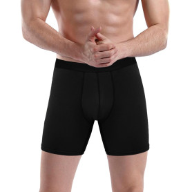 PUTUO Boxers Homme Longs en Bambou: Lot de 1 Caleçon Ultra-Doux Confortables sans Étiquette avec Poche 3D - Idéal pour Peaux Sen