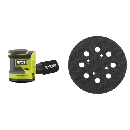 RYOBI - Ponceuse Excentrique 18 V ONE+ 125 mm + 3 Abrasifs pour Retirer Peinture, Vernis et Poncer les Petites Surfaces - Idéale