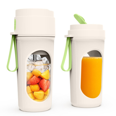 Mexgcom 450 ML Mélangeur Portable, 12 Lames Mini Électrique, Batterie Lithium Rechargeable Type-C 1500 mAh (Vert)