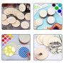 Pamtns 100 Pièces Cercle en Bois Naturel Non Fini 4 cm - Rondelles et Disques Bruts pour l'Artisanat de Bricolage - Dessous de V