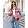 Aottori Chemisier à Carreaux Femme Coton Chemise Flanelle Chic avec Bouton Classique Blouse Bucheron Western Décontractée Retro 
