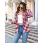 Aottori Chemisier à Carreaux Femme Coton Chemise Flanelle Chic avec Bouton Classique Blouse Bucheron Western Décontractée Retro 
