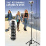 179CM Extensible Perche Trepied Smartphone, Perche a Selfie Trepied Aluminium avec Télécommande sans Fil et Support pour Télépho
