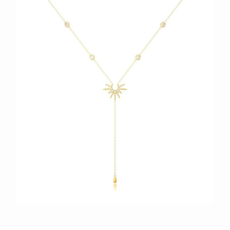 JOOTUEPO Chaîne longue en Y, Collier multi-rangs or 14 carats, Chaîne longue élégante, longueélégante/avec pendentif en forme de