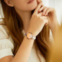 SK Montre pour Femme Ultra Fine et Minimaliste avec Deux Aiguilles et Bracelet en Cuir