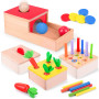 LZDMY Jouets Montessori en Bois 10-36 Mois Bébé, Jouet Éducatifs Enfant 1 2 3 4 5 Ans Jeux Montessori Object Boîte Permanente, J