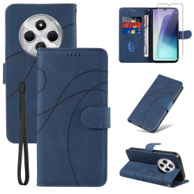 FHSYCR Coque pour Xiaomi Redmi 14C avec 1 Pièces Verre Trempé Protection, Premium PU Cuir Multifonction Magnétique Portefeuille 