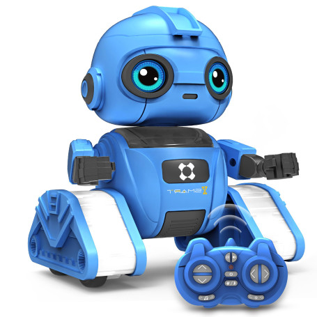 Dzxlin Robot jouet pour enfants - Rechargeable - Yeux LED et musique - Robot RC avec capteur de gestes pour garçons à partir de 