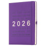 Agenda journalier 2026 de janvier 2026 à décembre 2026 avec porte-stylo, poche intérieure (violet 2026, A4)