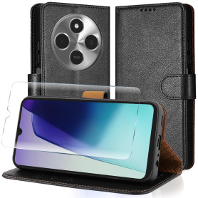 Case Collection 3 in 1 pour Coque Xiaomi Redmi 14C et Verre Trempé - Etui en Cuir [Blocage RFID] Antichoc [Béquille] Housse Prot