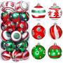 KAHEIGN 30 Pièces Boules de Noël, 6CM Rouge et Vert Ornaments de Boules de Noël Boule à Suspendre Incassables pour Sapin de Noël