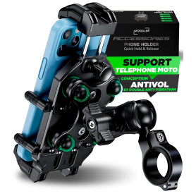 Support Telephone Moto Ultra Résistant 【Antivol et Double Anti-Vibration】 Porte Telephone Moto 5,4 à 7,2" pour Smartphone Robust