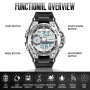 PINIDOUS Montre Homme Montre Digital Sport Homme M ilitaire étanche,Grand écran Analogique Digital Montre avec Alarme,LED,Chrono