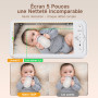 ARENTI Babyphone Camera Bébé, Baby Phone Vidéo Connecté Smartphone, Baby Moniteur Vidéo avec VOX, Détection de Température, Aler