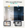 GHB Babyphone Caméra Bébé Surveillance 3,2 inches LCD Batterie 2100mAh Capteur de Température Vision Nocturne 2X Zoom Audio Bidi