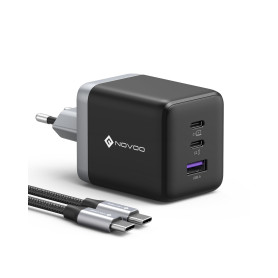 NOVOO 100W Chargeur USB C Rapide 3 Ports Prise USB C