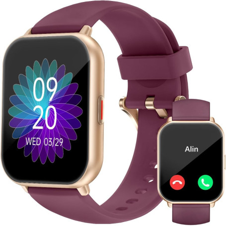 RUIMEN Montre Connectée Femme Appel Bluetooth Plusieurs Modes Sportifs Notifications Intelligentes Surveillance du Cycle Menstru