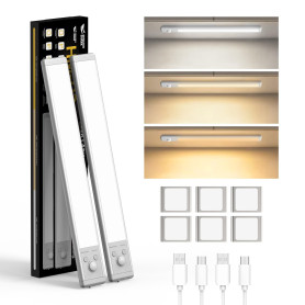 Smiling Shark Lampe de Placard, HM-02 2 Pack Reglette Lampe LED Cuisine Mouvement Detecteur Sans Fil Ultra-Fin & Installation Fa