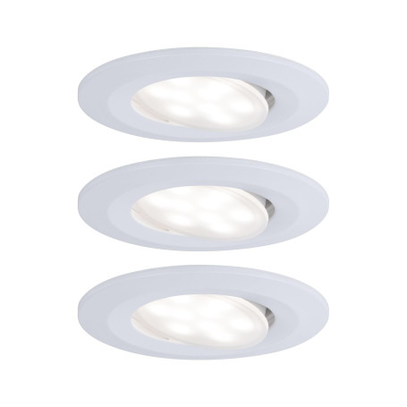 Paulmann 99931 spots enc. LED Calla rond kit de 3 incl. 3x6,5W IP65 gradable projecteurs enc. Blanc dép. éclair. d'armoire plast