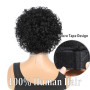 Perruque bandeau cheveux humains pour femmes, Perruque Cheveux Humains bouclée densité 150% Short Curly Headband Wig (noir)