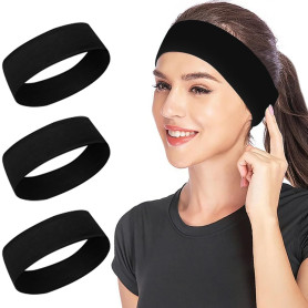 Sularpek Bandeau Cheveux Femme Homme Unisexe Antidérapant - 3 Pièces - Bandeaux Élastiques Sportifs pour Yoga, Running, Fitness,