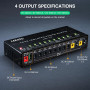 LEKATO Guitar Power Supply, 10 sorties DC isolées pour 9V/12V/18V, 100mA 500mA Effect Pedal Power Supply for Musical Instruments