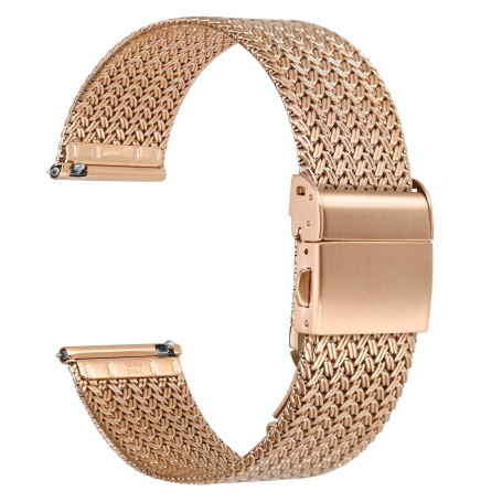 WOCCI Elite Bracelet de Montre en Metal pour Femme et Homme, Maille Tissée, Acier Inoxydable 316L, Dégagement Rapide, Fermoir Pl