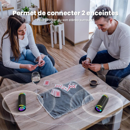 Enceinte Bluetooth RIENOK S4 Max 40W - Lumineuse, étanche IPX7, 5200mAh (30h) - Pour Fêtes Et Extérieur