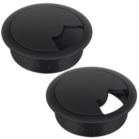 Bolatus Passe Cable Bureau 60 mm – Lot de 2 passages de Passe Fil Bureau en Plastique Noir Passage de câbles, Organisateur de Ge