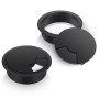 Bolatus Passe Cable Bureau 60 mm – Lot de 2 passages de Passe Fil Bureau en Plastique Noir Passage de câbles, Organisateur de Ge