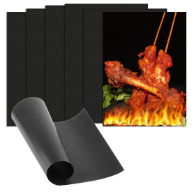 6 Pcs Tapis de Cuisson Barbecue, 40x30CM Tapis de Grille Barbecue, Tapis BBQ Anti-Adhérent Reutilisable, Feuille de Cuisson Four