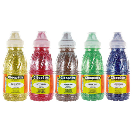 CLEOPATRE - Lot de 5 peintures pailletées multi au format de 250 ml