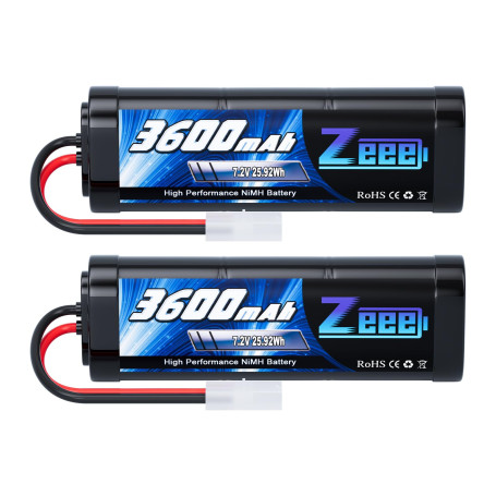 Zeee RC Batterie 7,2V 3600mAh NiMH Batterie pour RC Voiture RC Camion RC Hobby (2 Paquets)